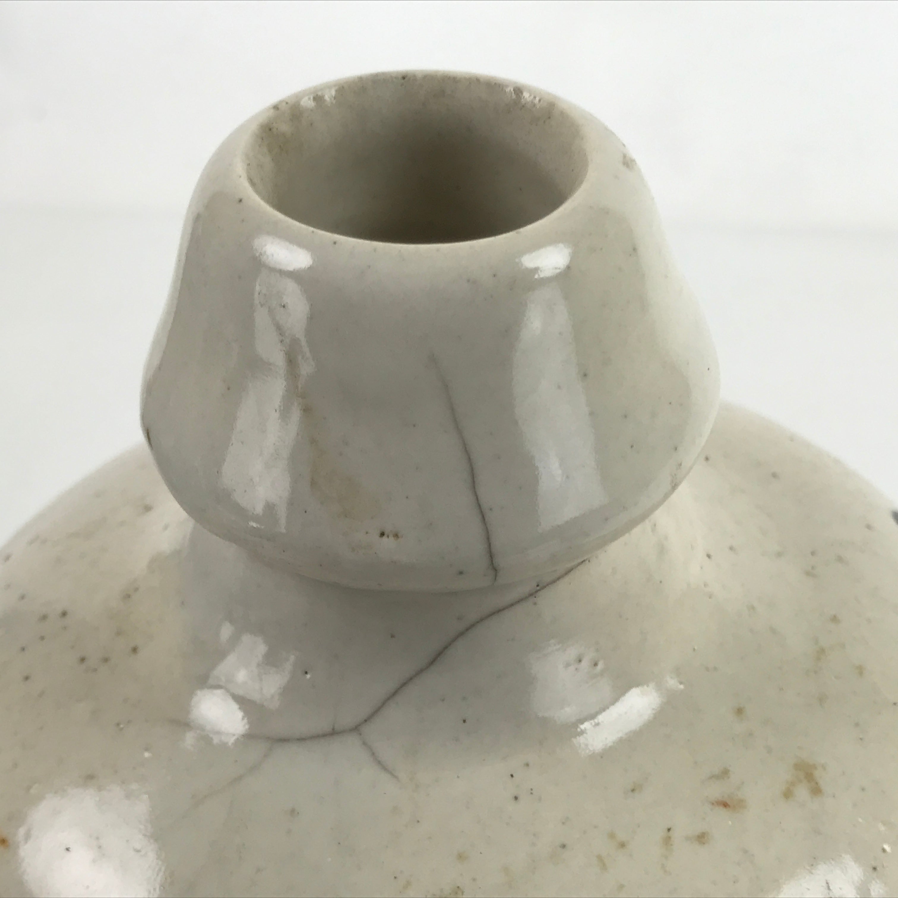 Japanese Ceramic Sake Bottle Kayoi-Tokkuri Vtg Classic Black Kanji Gray TS760