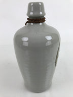 Japanese Ceramic Sake Bottle Kayoi-Tokkuri Vtg Classic Brown Kanji Gray TS756