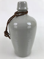 Japanese Ceramic Sake Bottle Kayoi-Tokkuri Vtg Classic Brown Kanji Gray TS756