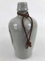 Japanese Ceramic Sake Bottle Kayoi-Tokkuri Vtg Classic Brown Kanji Gray TS756