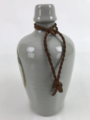 Japanese Ceramic Sake Bottle Kayoi-Tokkuri Vtg Classic Brown Kanji Gray TS756