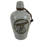 Japanese Ceramic Sake Bottle Kayoi-Tokkuri Vtg Classic Brown Kanji Gray TS756