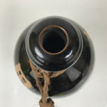 Japanese Ceramic Sake Bottle Kayoi-Tokkuri Vtg Dark Brown Message String TS806