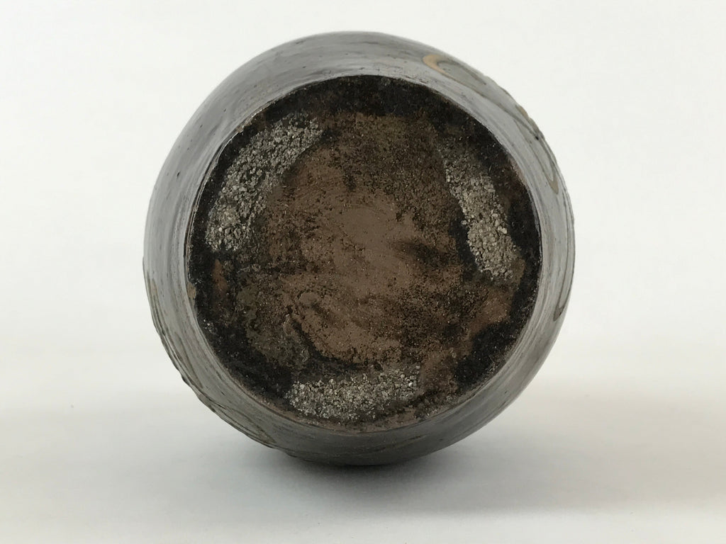 Japanese Ceramic Sake Bottle Kayoi-Tokkuri Vtg Dark Brown With Kanji TS584