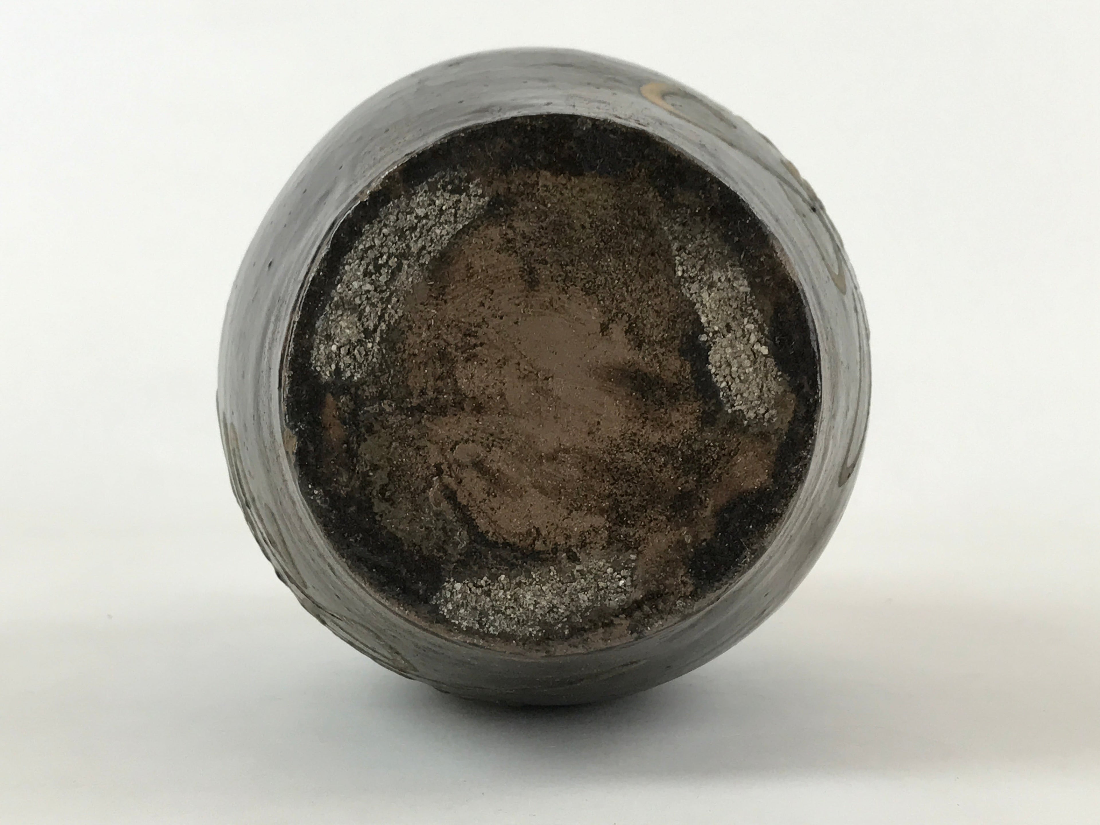 Japanese Ceramic Sake Bottle Kayoi-Tokkuri Vtg Dark Brown With Kanji TS584