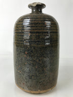 Japanese Ceramic Sake Bottle Kayoi-Tokkuri Vtg Glossy Black Brown TS776