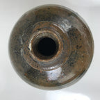 Japanese Ceramic Sake Bottle Kayoi-Tokkuri Vtg Glossy Black Brown TS776