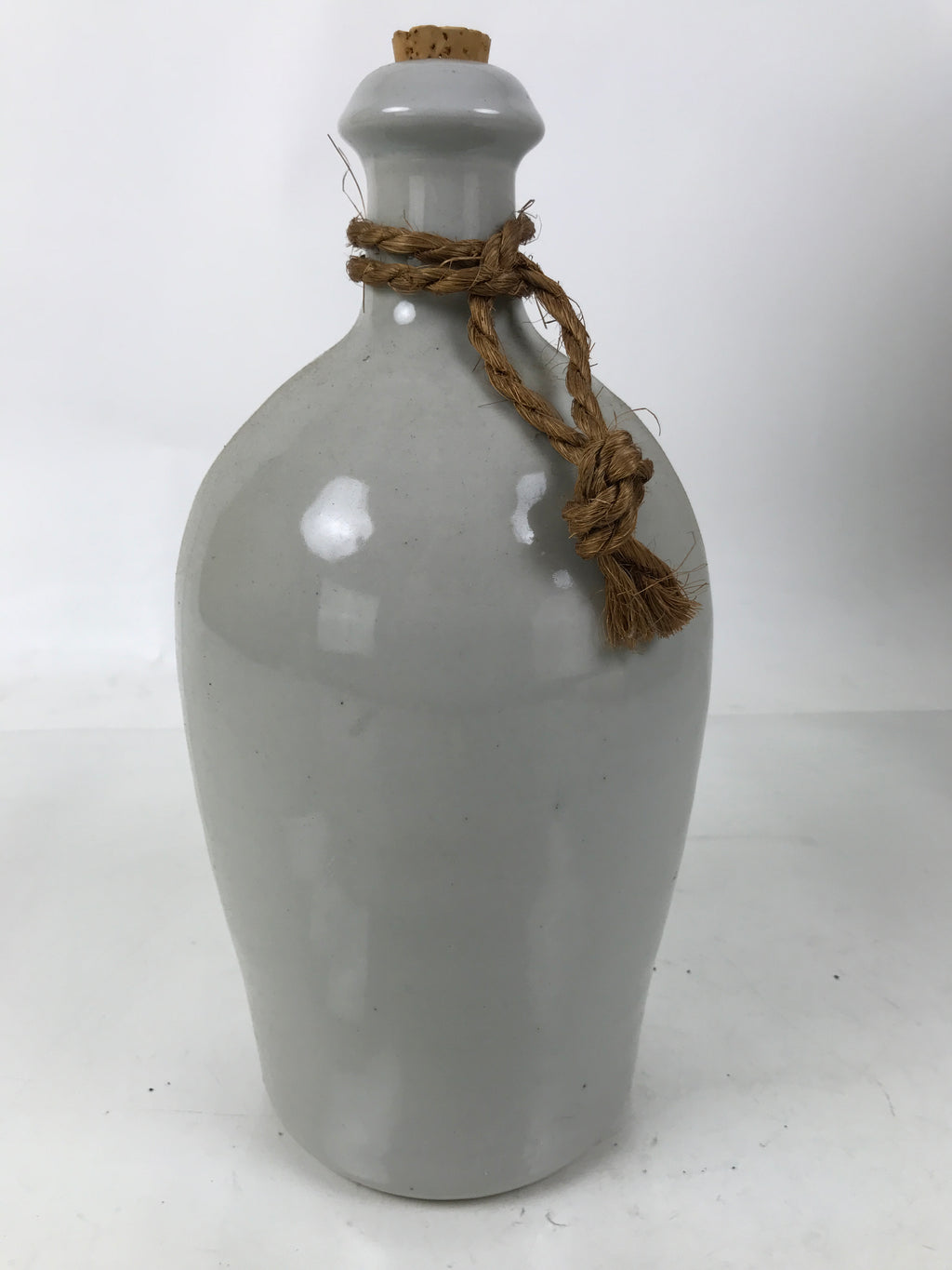 Japanese Ceramic Sake Bottle Kayoi-Tokkuri Vtg Gray Black Kanji Festival TS807