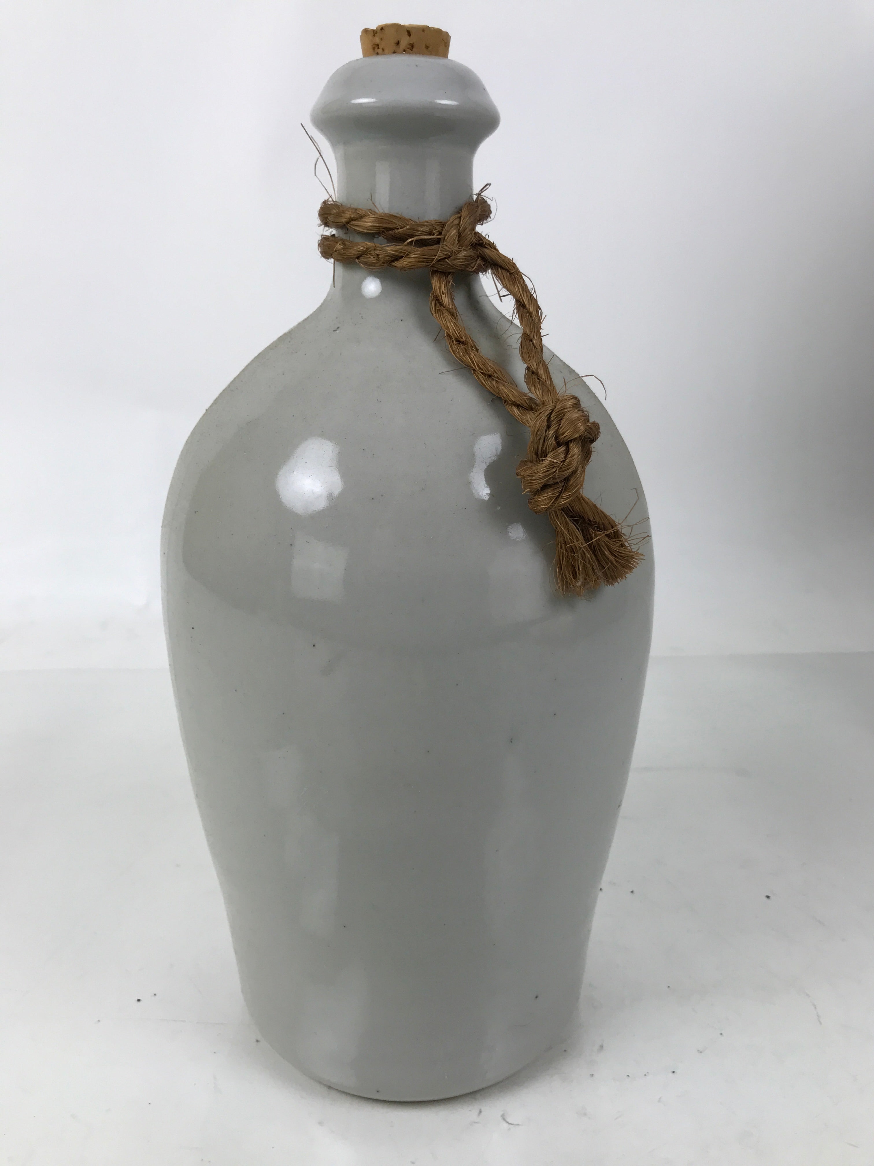 Japanese Ceramic Sake Bottle Kayoi-Tokkuri Vtg Gray Black Kanji Festival TS807