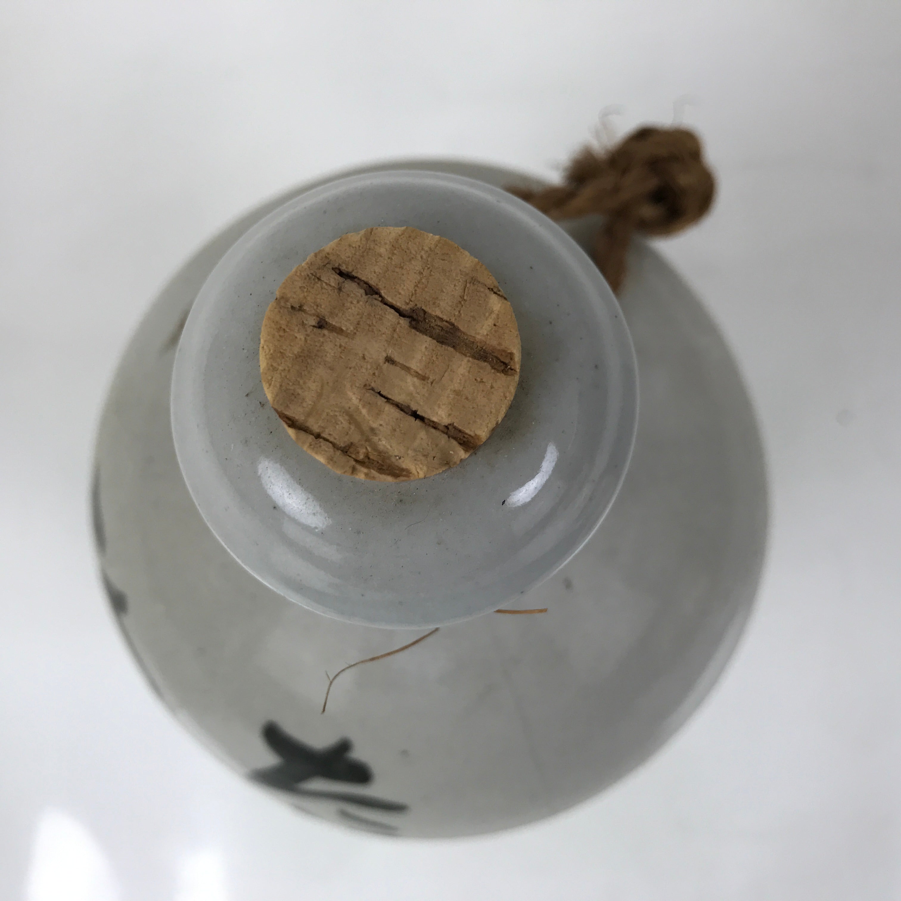 Japanese Ceramic Sake Bottle Kayoi-Tokkuri Vtg Gray Black Kanji Festival TS807