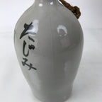 Japanese Ceramic Sake Bottle Kayoi-Tokkuri Vtg Gray Black Kanji Festival TS807