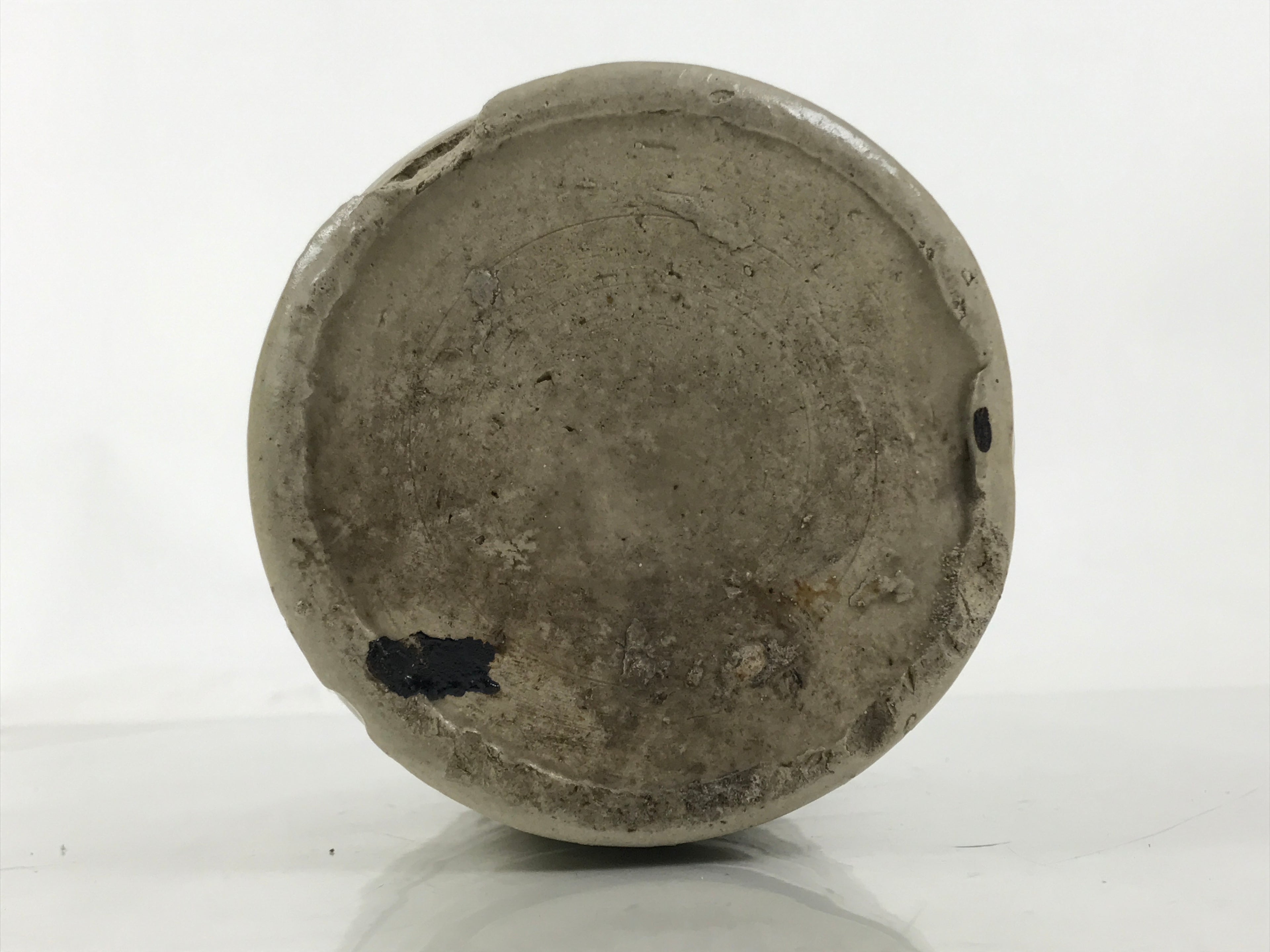 Japanese Ceramic Sake Bottle Kayoi-Tokkuri Vtg Gray Black Kanji TS788