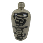 Japanese Ceramic Sake Bottle Kayoi-Tokkuri Vtg Gray Black Kanji TS788
