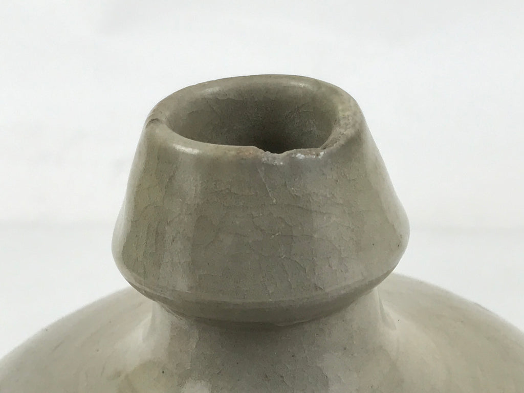 Japanese Ceramic Sake Bottle Kayoi-Tokkuri Vtg Gray Black Kanji TS789