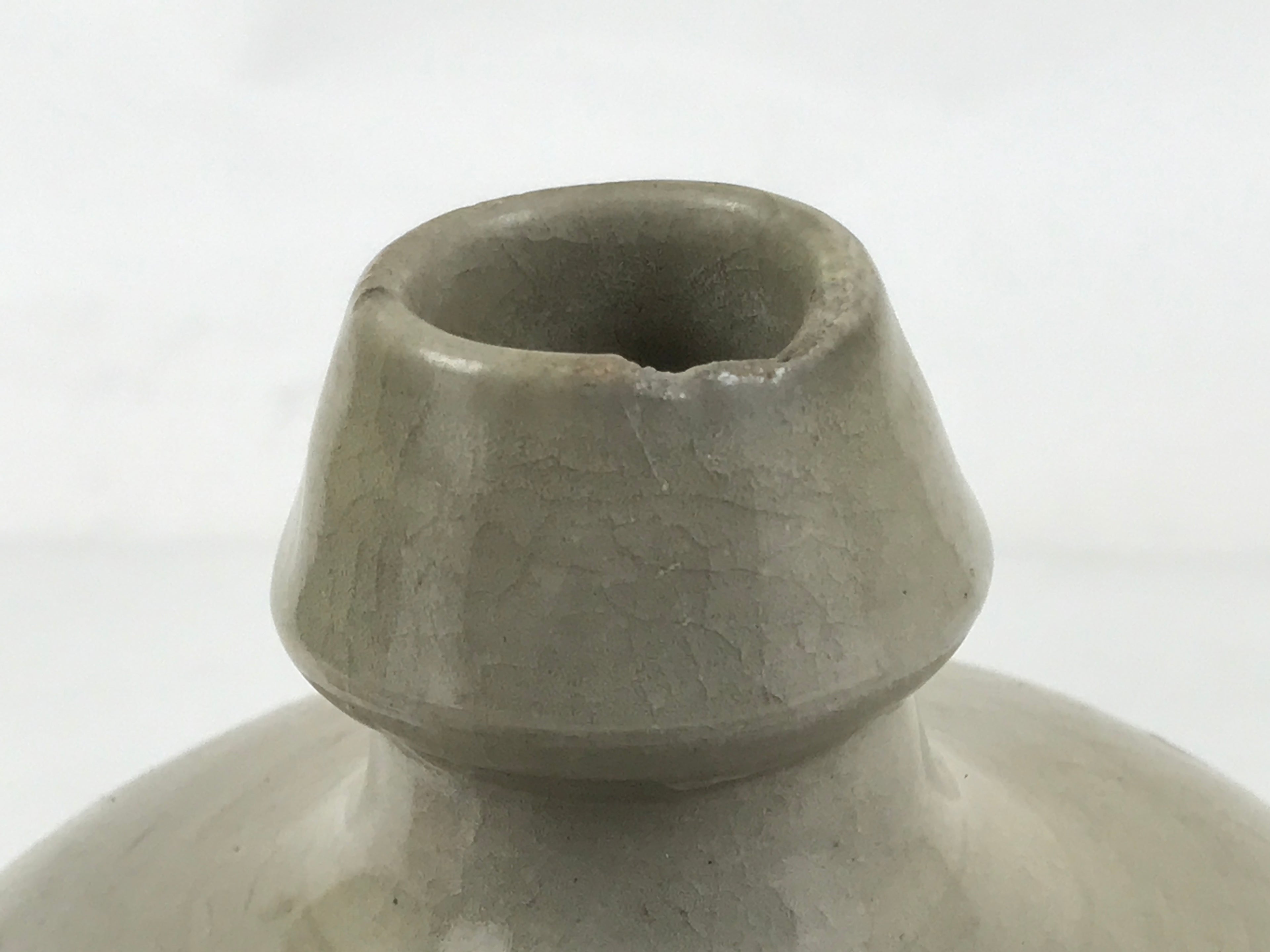 Japanese Ceramic Sake Bottle Kayoi-Tokkuri Vtg Gray Black Kanji TS789