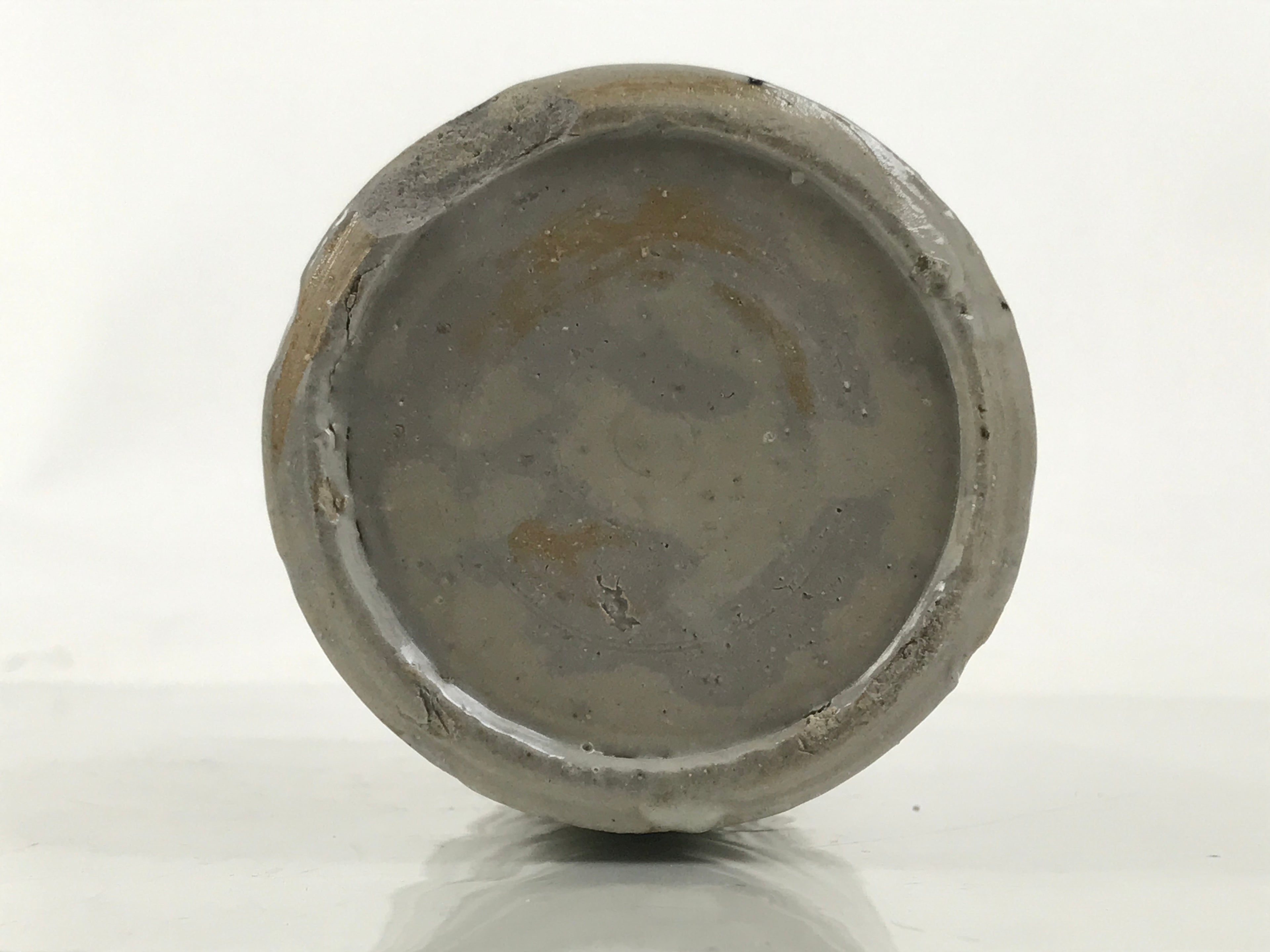 Japanese Ceramic Sake Bottle Kayoi-Tokkuri Vtg Gray Black Kanji TS791