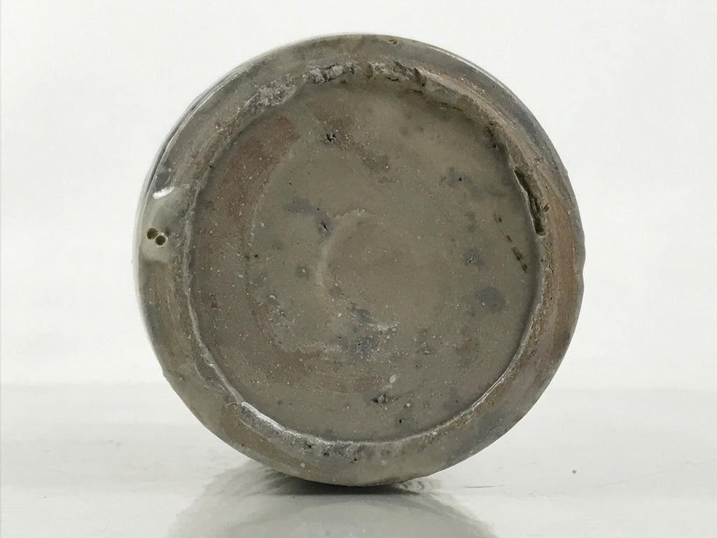 Japanese Ceramic Sake Bottle Kayoi-Tokkuri Vtg Gray Black Kanji TS792