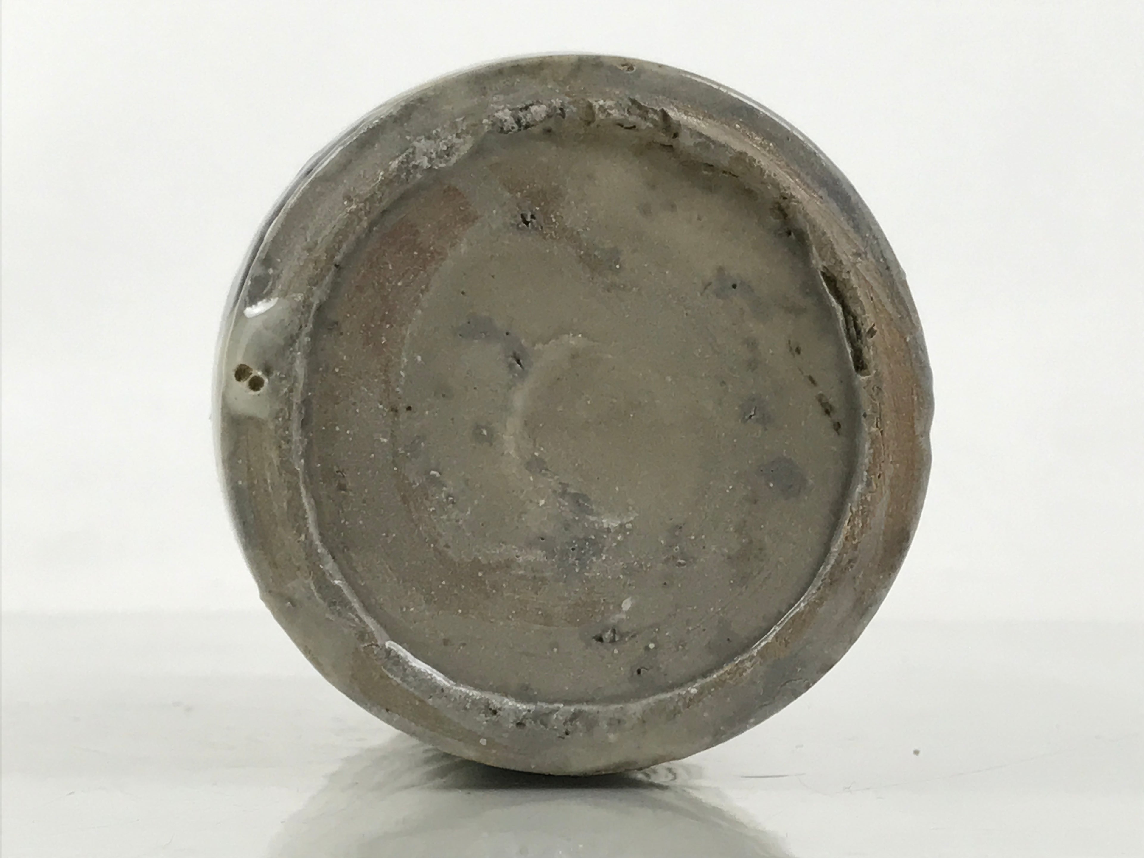 Japanese Ceramic Sake Bottle Kayoi-Tokkuri Vtg Gray Black Kanji TS792