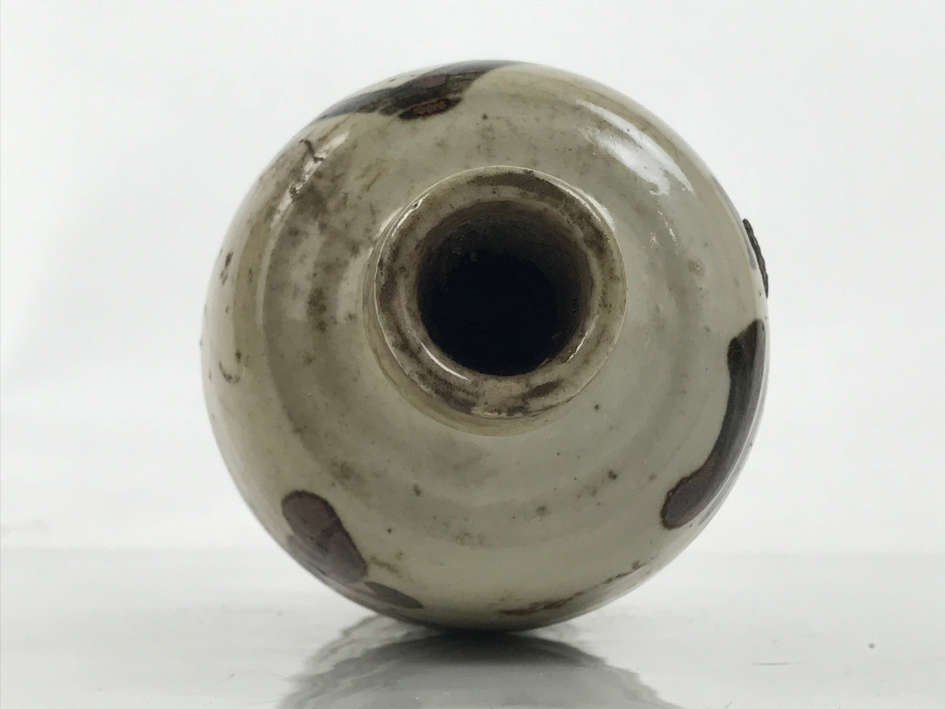 Japanese Ceramic Sake Bottle Kayoi-Tokkuri Vtg Gray Black Kanji TS793
