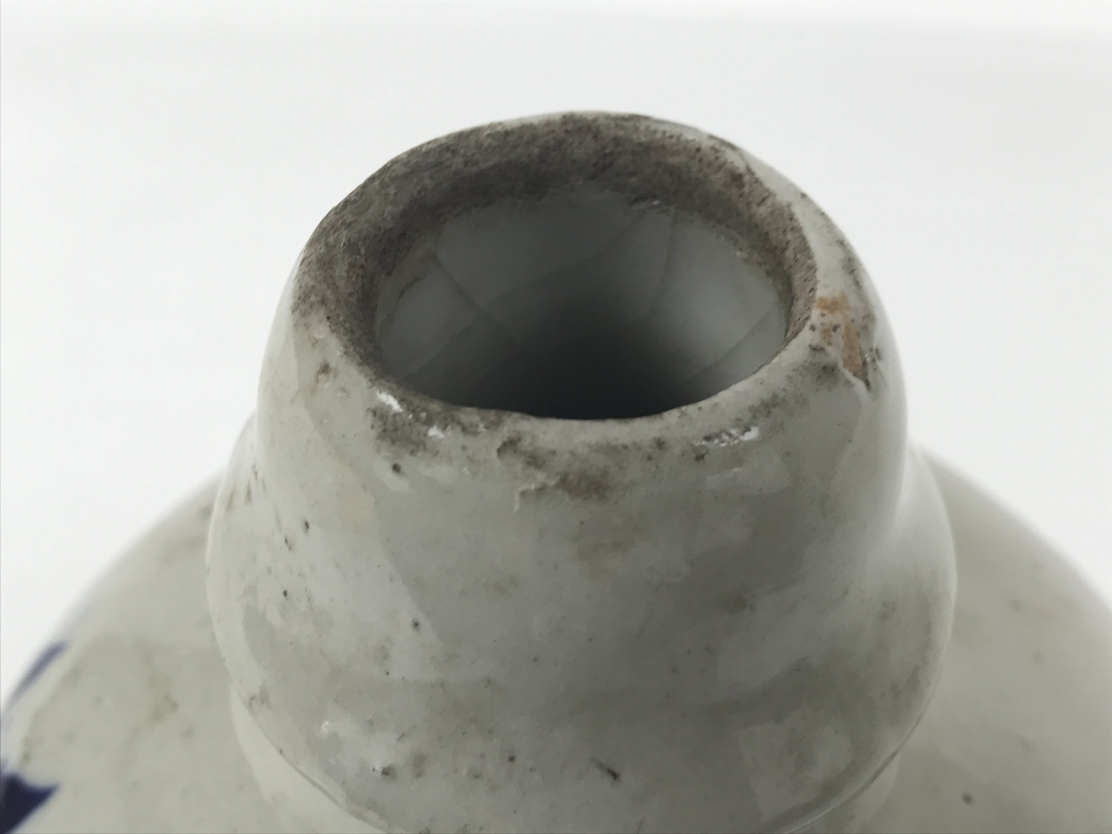 Japanese Ceramic Sake Bottle Kayoi-Tokkuri Vtg Gray Blue Kanji Toyokawa TS909