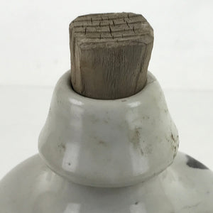 Japanese Ceramic Sake Bottle Kayoi-Tokkuri Vtg Gray Brown Kanji Cork TS732