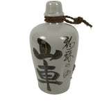 Japanese Ceramic Sake Bottle Kayoi-Tokkuri Vtg Gray Brown Kanji Sansha TS897