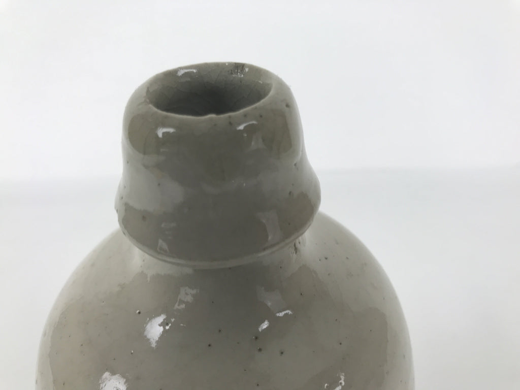 Japanese Ceramic Sake Bottle Kayoi-Tokkuri Vtg Gray Brown Kanji Toyokawa TS905