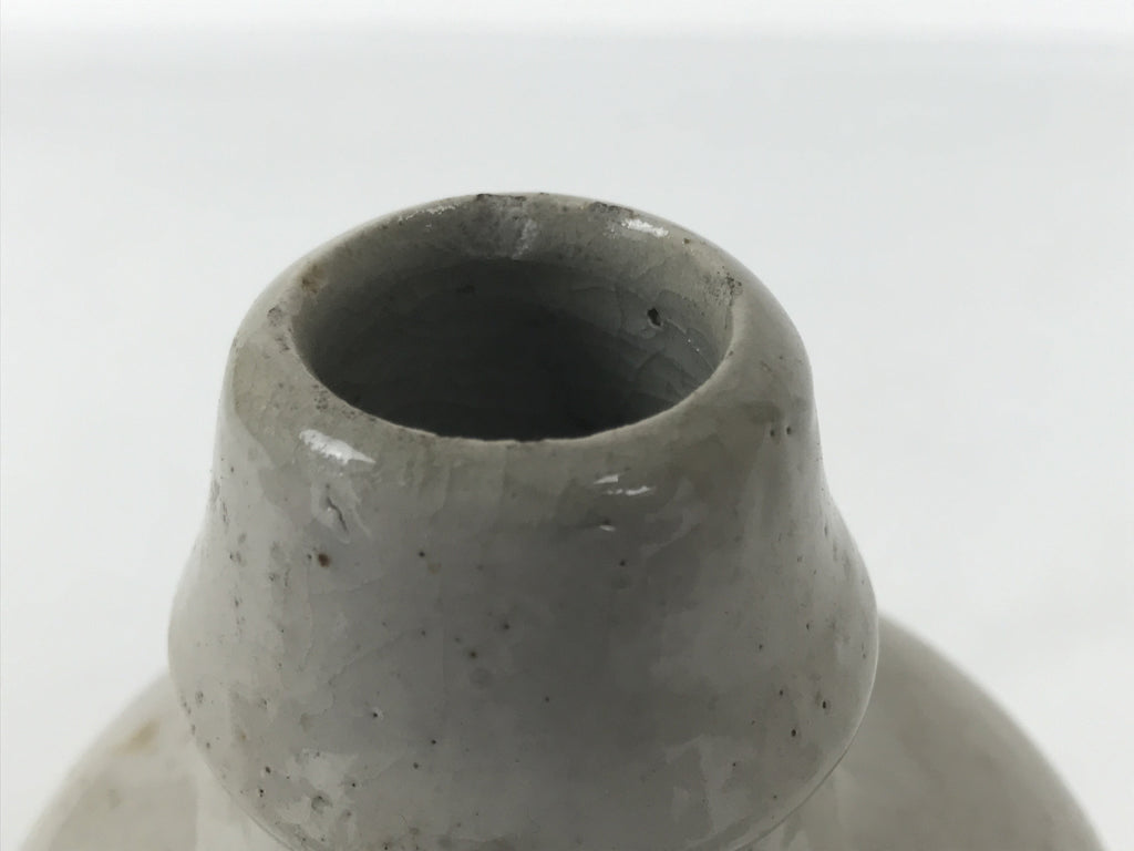 Japanese Ceramic Sake Bottle Kayoi-Tokkuri Vtg Gray Brown Kanji Toyokawa TS906