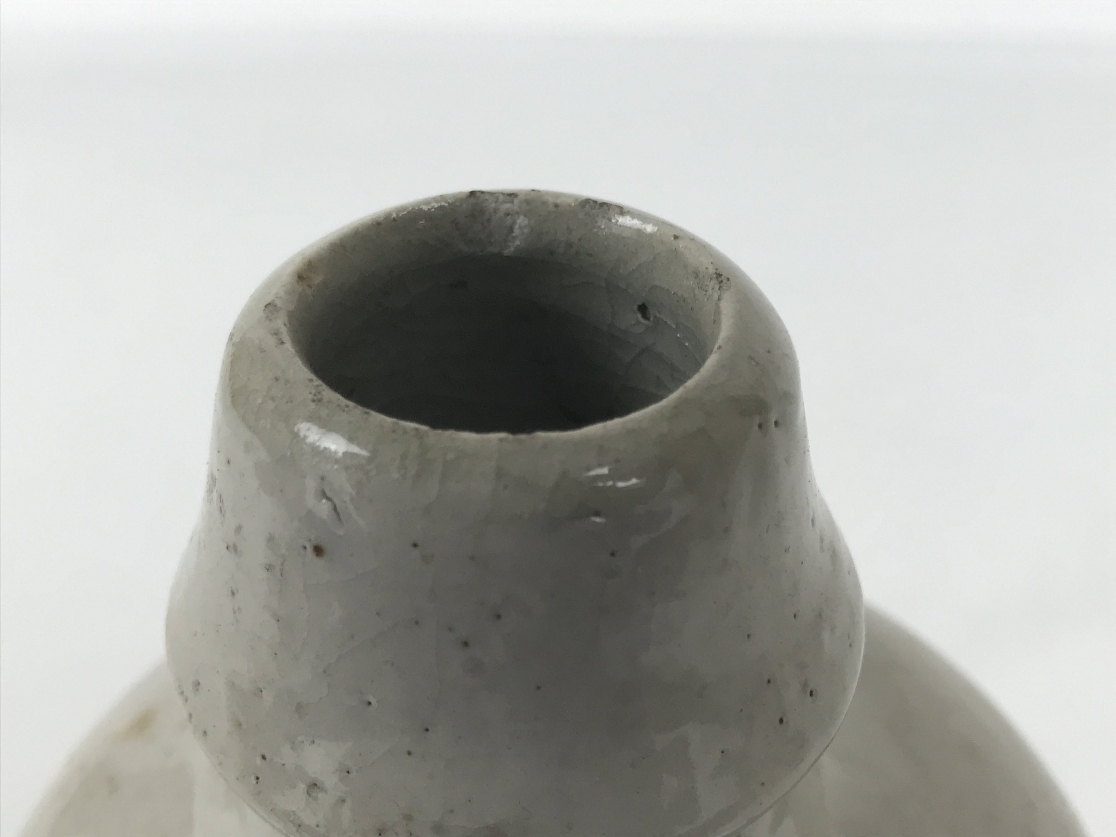 Japanese Ceramic Sake Bottle Kayoi-Tokkuri Vtg Gray Brown Kanji Toyokawa TS906