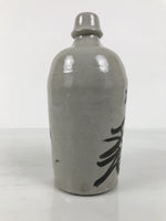 Japanese Ceramic Sake Bottle Kayoi-Tokkuri Vtg Gray Brown Kanji Toyokawa TS907