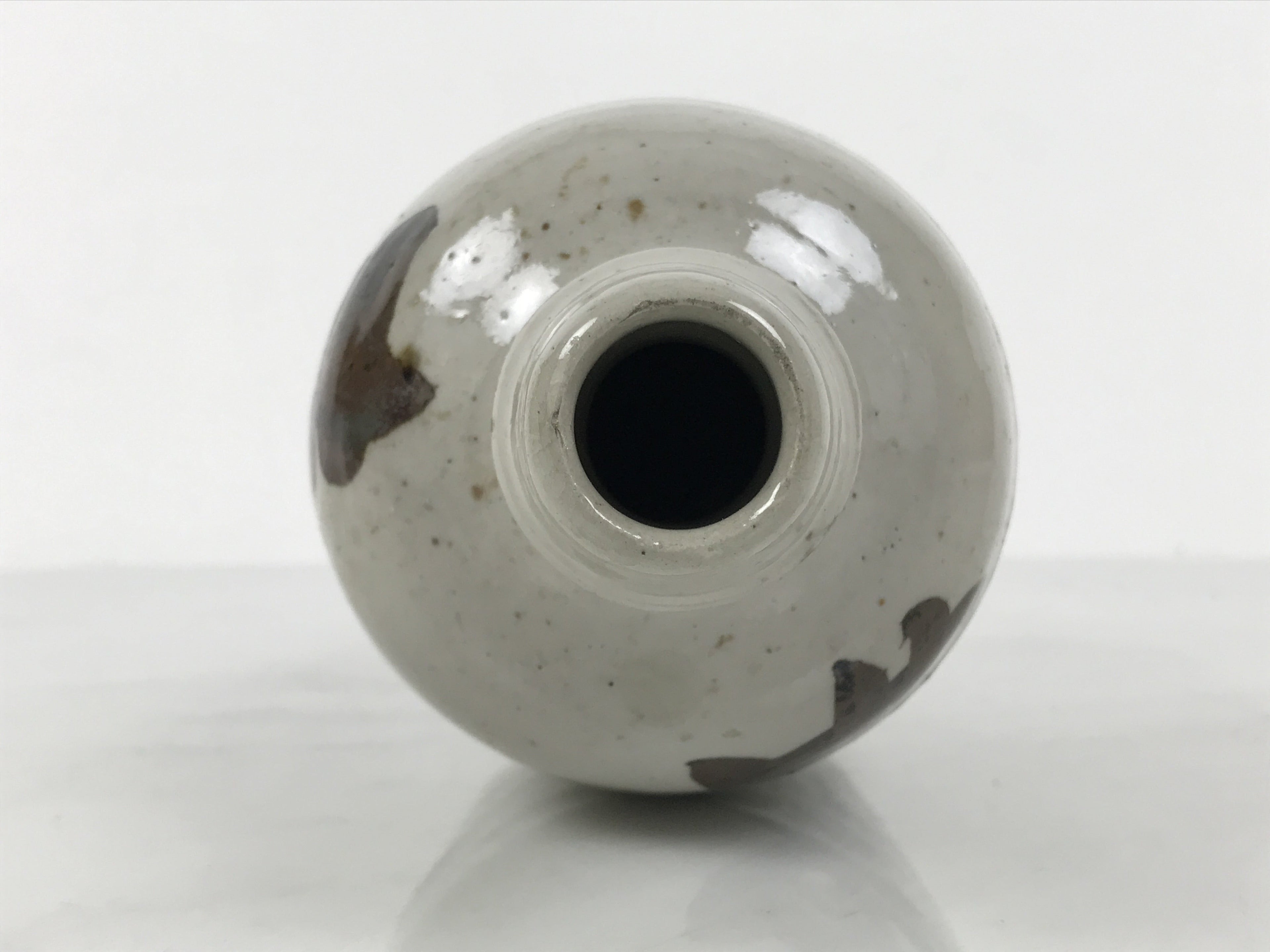 Japanese Ceramic Sake Bottle Kayoi-Tokkuri Vtg Gray Brown Kanji Toyokawa TS907