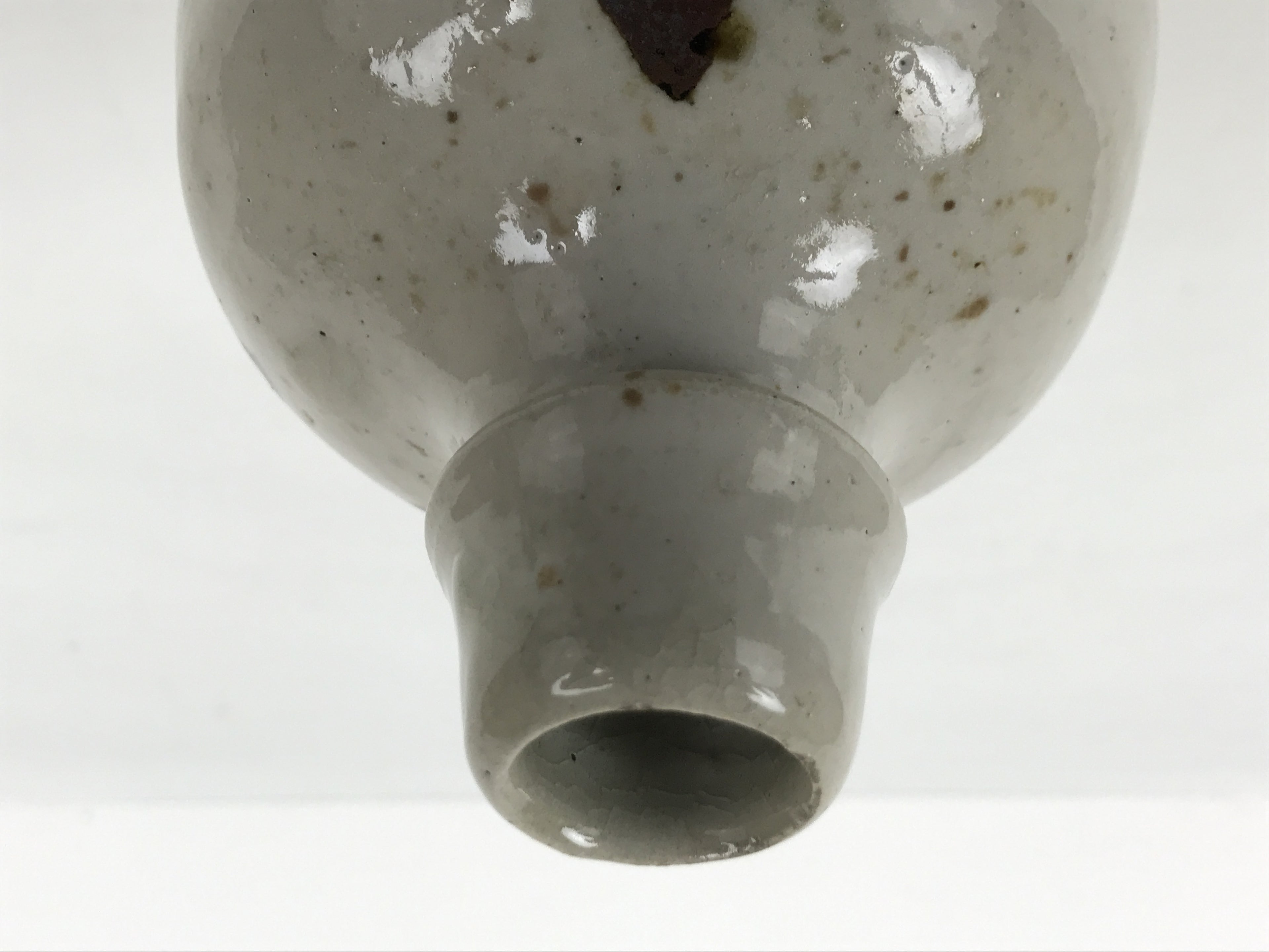 Japanese Ceramic Sake Bottle Kayoi-Tokkuri Vtg Gray Brown Kanji Toyokawa TS907