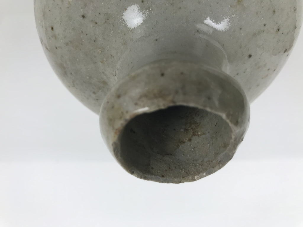 Japanese Ceramic Sake Bottle Kayoi-Tokkuri Vtg Gray Brown Kanji Tsudaya TS913