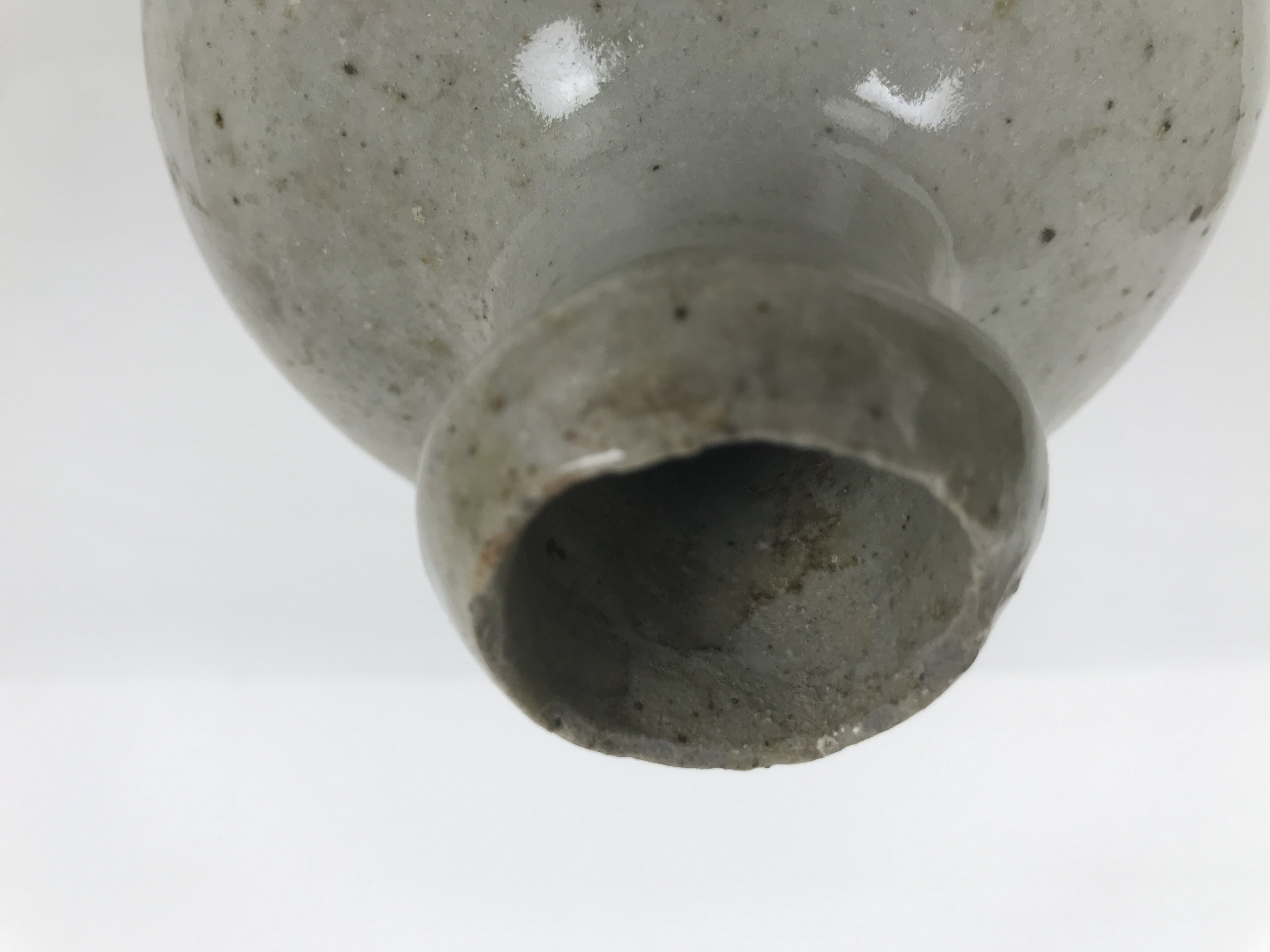 Japanese Ceramic Sake Bottle Kayoi-Tokkuri Vtg Gray Brown Kanji Tsudaya TS913
