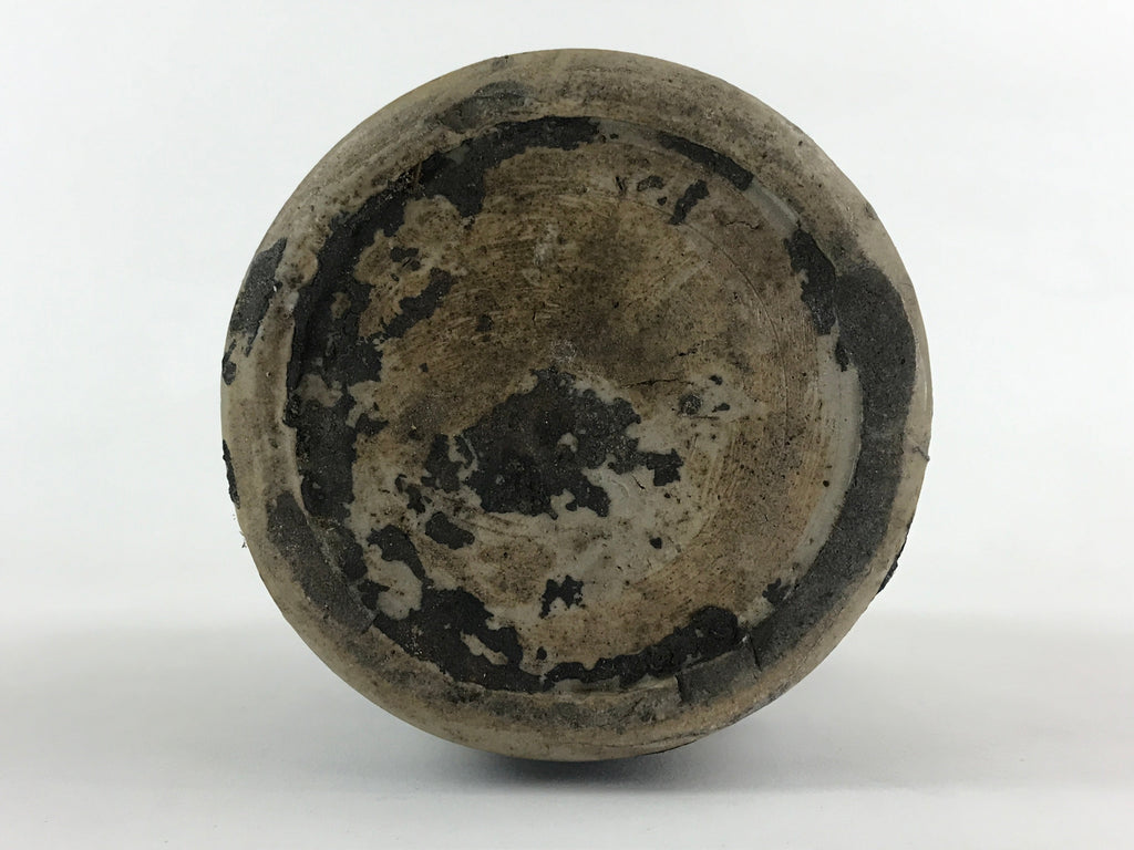 Japanese Ceramic Sake Bottle Kayoi-Tokkuri Vtg Gray Hand-Written Kanji TS548