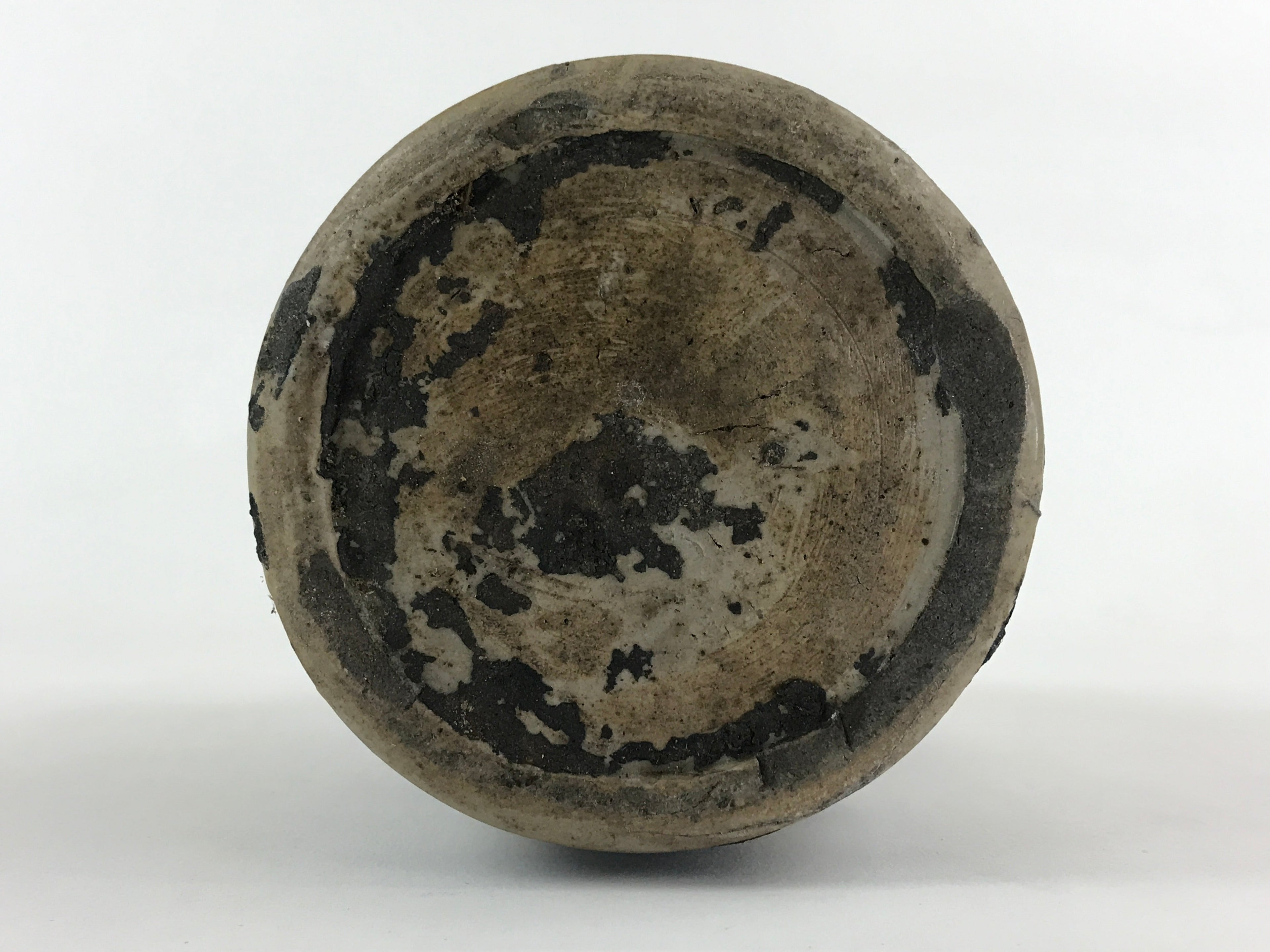Japanese Ceramic Sake Bottle Kayoi-Tokkuri Vtg Gray Hand-Written Kanji TS548