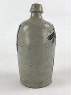 Japanese Ceramic Sake Bottle Kayoi-Tokkuri Vtg Gray Hand-Written Kanji TS549