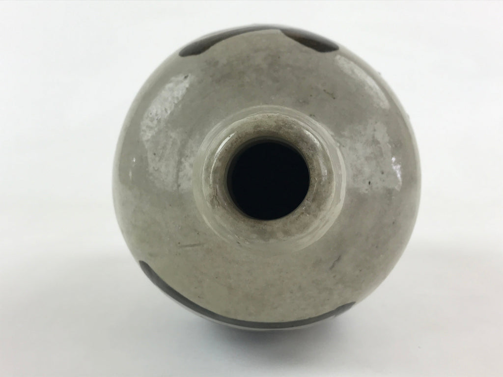 Japanese Ceramic Sake Bottle Kayoi-Tokkuri Vtg Gray Hand-Written Kanji TS549