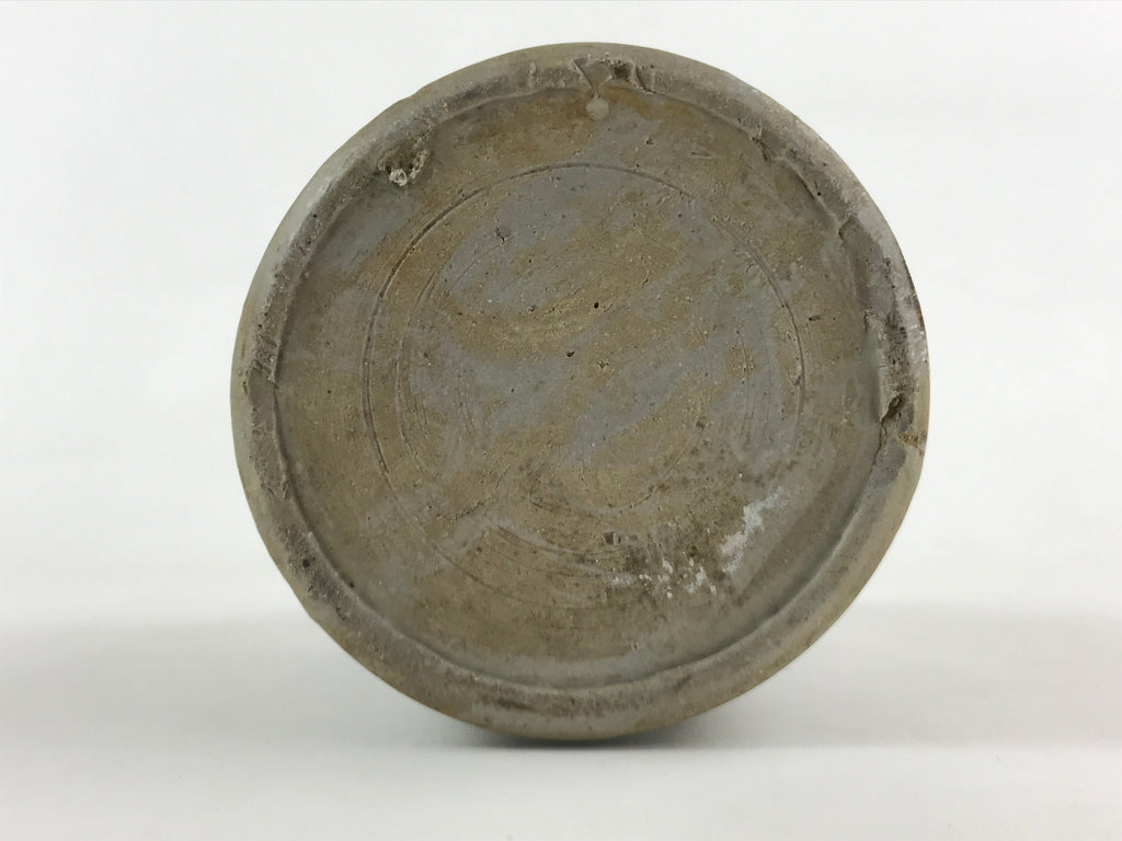 Japanese Ceramic Sake Bottle Kayoi-Tokkuri Vtg Gray Hand-Written Kanji TS549