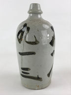 Japanese Ceramic Sake Bottle Kayoi-Tokkuri Vtg Gray Hand-Written Kanji TS550