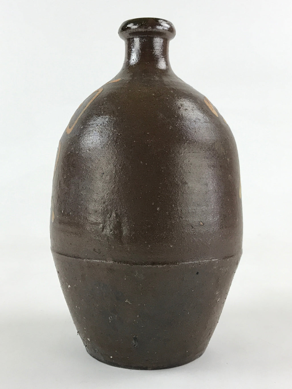 Japanese Ceramic Sake Bottle Kayoi-Tokkuri Vtg Gray Hand-Written Kanji TS552
