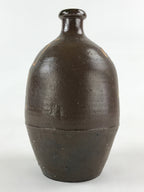 Japanese Ceramic Sake Bottle Kayoi-Tokkuri Vtg Gray Hand-Written Kanji TS552