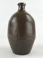 Japanese Ceramic Sake Bottle Kayoi-Tokkuri Vtg Gray Hand-Written Kanji TS552