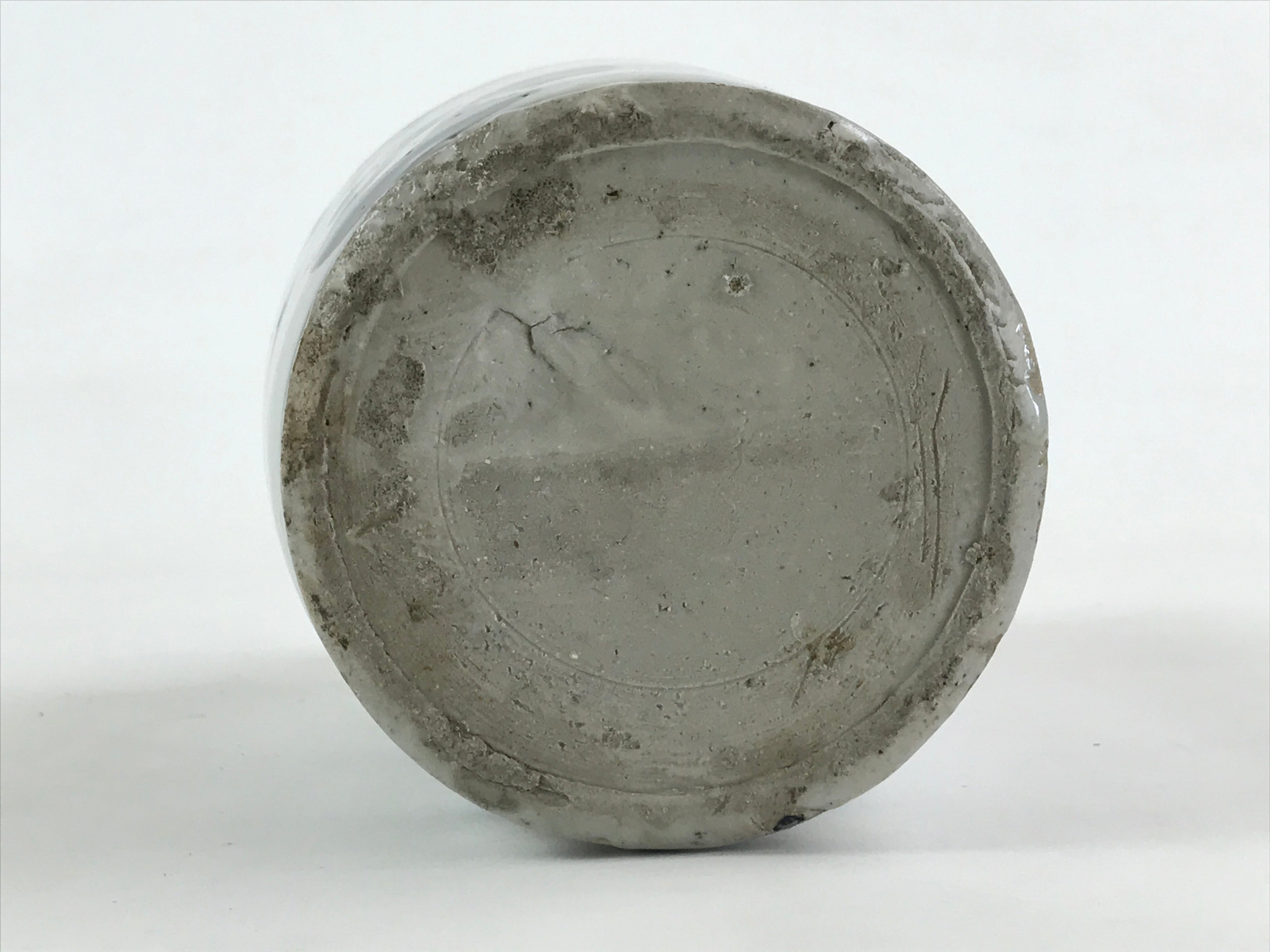 Japanese Ceramic Sake Bottle Kayoi-Tokkuri Vtg Gray Hand-Written Kanji TS558
