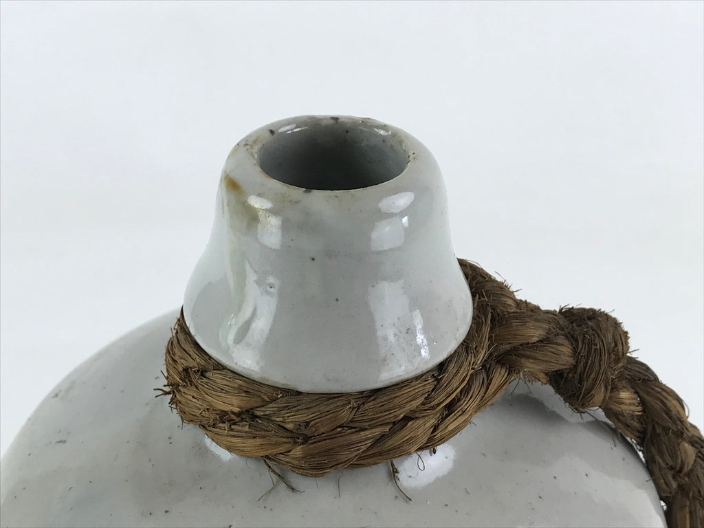 Japanese Ceramic Sake Bottle Kayoi-Tokkuri Vtg Gray Hand-Written Kanji TS559