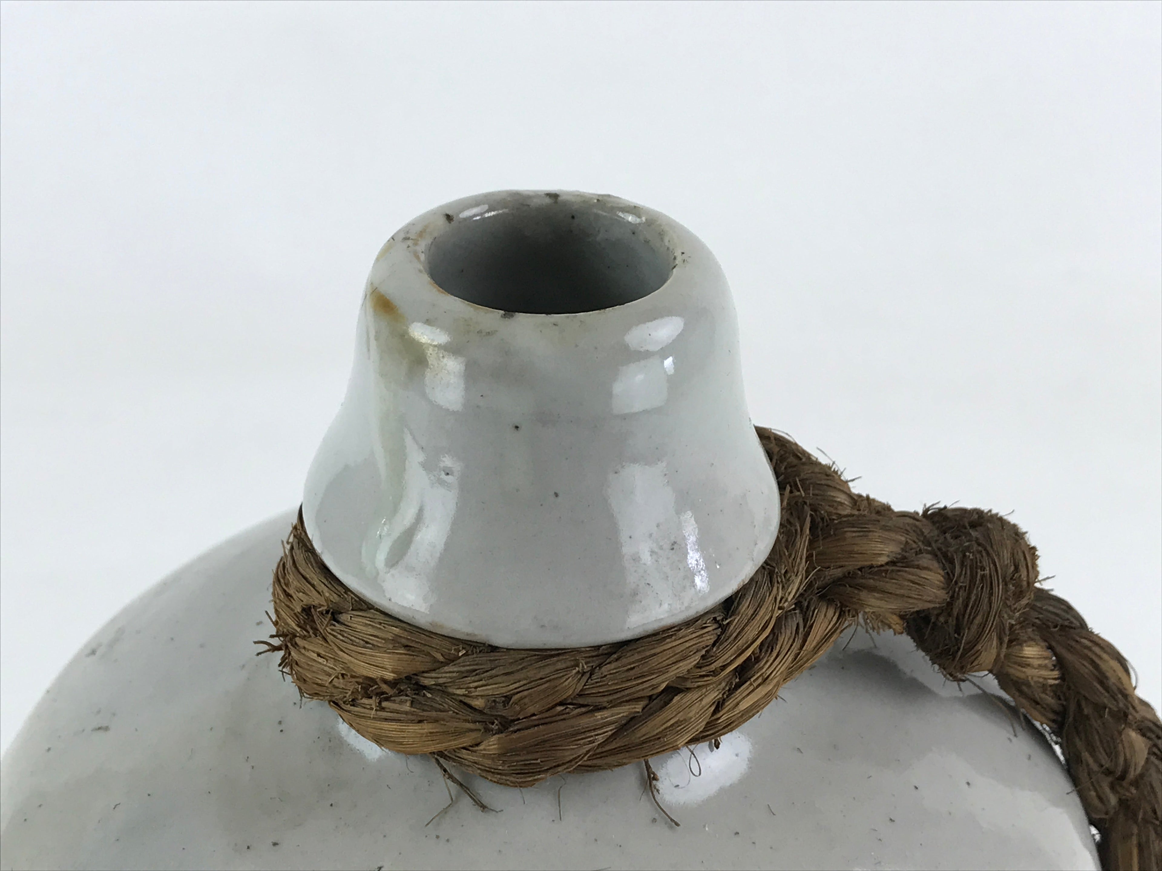 Japanese Ceramic Sake Bottle Kayoi-Tokkuri Vtg Gray Hand-Written Kanji TS559