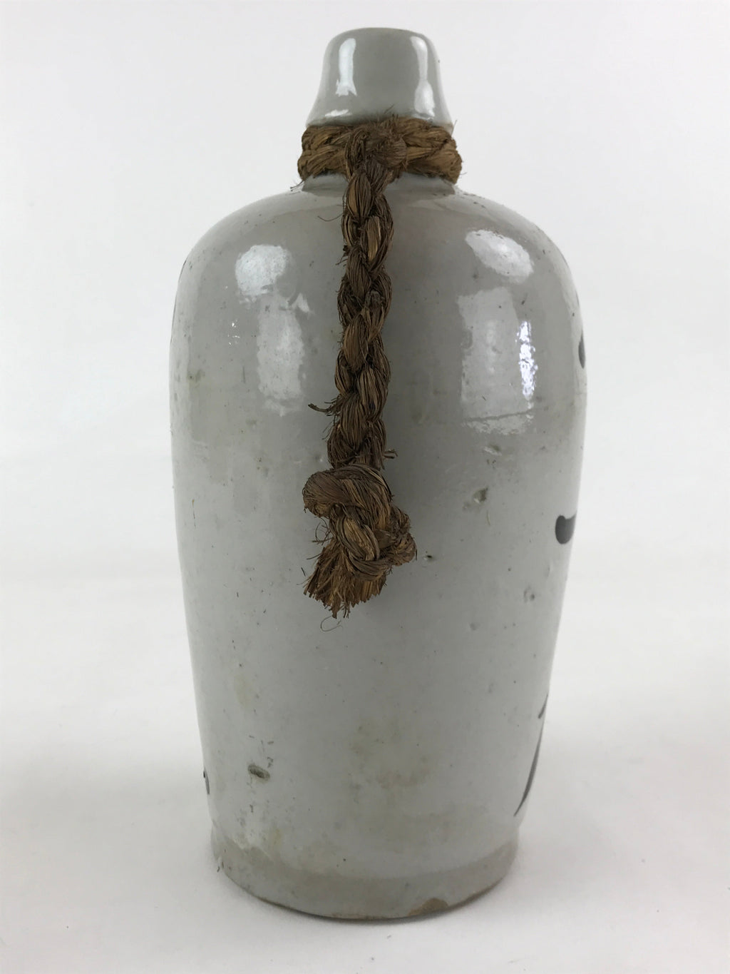 Japanese Ceramic Sake Bottle Kayoi-Tokkuri Vtg Gray Hand-Written Kanji TS559