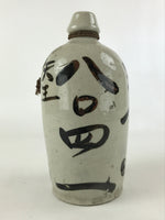 Japanese Ceramic Sake Bottle Kayoi-Tokkuri Vtg Gray Hand-Written Kanji TS560