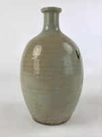 Japanese Ceramic Sake Bottle Kayoi-Tokkuri Vtg Gray Hand-Written Kanji TS562
