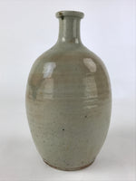 Japanese Ceramic Sake Bottle Kayoi-Tokkuri Vtg Gray Hand-Written Kanji TS562